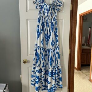 Flying Tomato Blue and White Maxi Dress